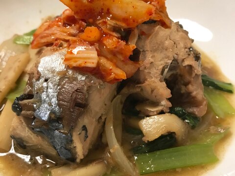 小松菜と鯖のキムチ炒め